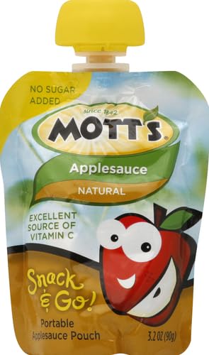 MOTT’S SNACK AND GO APPLESAUCE, NATURAL, 3.2 OZ