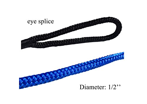 QIQU Kinetic Recovery & Tow Rope Heavy Duty Vehicle Tow Strap Rope for Truck ATV UTV SUV Snowmobile and 4x4 Off-Road Recovery 3 Size to Choose(1/2''/3/4''/1'') 3 Color (1/2''x20', Blue)