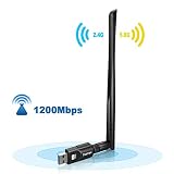 Inamax USB WiFi Adapter 1200Mbps, USB 3.0 Wireless Network WiFi Dongle with 5dBi Antenna for PC/Desktop/Laptop/Mac, Dual Band 2.4G/5G 802.11ac,Support Windows 10/8/8.1/7/Vista/XP, Mac10.5-10.15