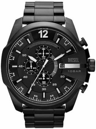 DIESEL ブラック スポーツウォッチ45 Amazon.com: Diesel Spiked Stainless Steel Chronograph Men's Watch