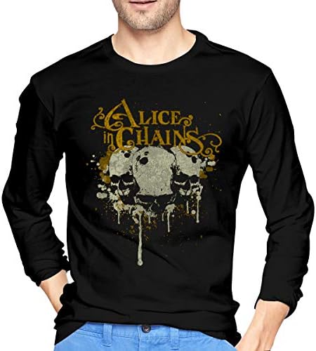 JAY QUINN Mens Fashion Alice in Chains Long Sleeve Tees Black