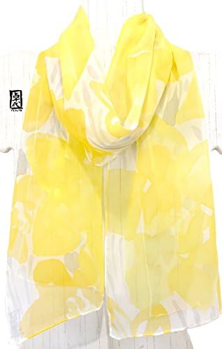 Yellow Silk Scarf Hand Painted, Handmade at Amazon, Silk Scarves in Handmade, Yellow Floral Silk Scarf, 100 Pure Silk Scarf, Sunshine Yellow Spring Daffodils Scarf