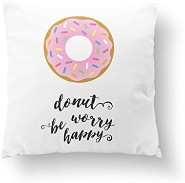 Donut Pillowcase | Domut Be Worry Happy | Nursery Pillow Cover | Pink Donut | Baby Gift | Kids Decor | Kawaii Donut Pillowcase | Home Decor | Graduation Gift