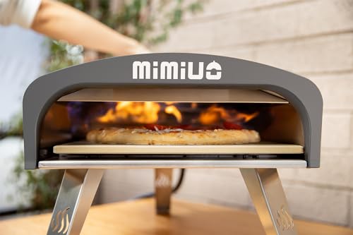 Mimiuo Gas Pizza Oven with Pizza Stone and Pizza Shovel, Mobile Pizza Oven, Portable Pizza Oven for Patio and Balcony, Pizza Oven for Garden, Outdoor, Gas Pizza Oven, Black