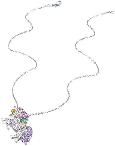 AnotherKiss Unicorn Necklace Rainbow Little Pony Pendant Inspirational Birthday Gifts for Women Girls