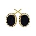 Natural Oval-Cut Onyx Stud Earrings in 14k Yellow Gold