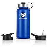 Stainless Steel Water Bottle&Thermos:18-64 oz 8 colors Double Wall Vacuum Insulated:Wide Mouth Metal Travel Tumbler:Heavy Duty Reusable BPA Free Twist Lid Bottle for Hot/Cold Liquid: Bonus-2 Lids