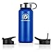 Stainless Steel Water Bottle&Thermos:18-64 oz 8 colors Double Wall Vacuum Insulated:Wide Mouth Metal Travel Tumbler:Heavy Duty Reusable BPA Free Twist Lid Bottle for Hot/Cold Liquid: Bonus-2 Lids