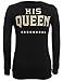 eshion The King And His Queen Grey Couple T-Shirt Round Neck Loose Couple Shirt, XL(US 8-10), Black (His Queen)