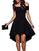 Aolakeke Women Casual Off Shoulder Formal Party Cocktail Dress With Short Sleeves, Medium, Black