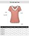 Youtalia Women's Lightweight Short Sleeve Color Block Banded Hem Tops Blouse Shirt
