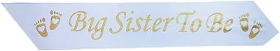 HYX Big Sister to Be Sash White Satin Baby Shower Decorations
