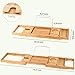 BAMBUROBA Bamboo Bathtub Caddy Tray Expandable for Luxury Bath,Bath Accessories & Table with Wine Glass Holder,Book Stand Bathroom Organizer with Extending Sides for Men/Women