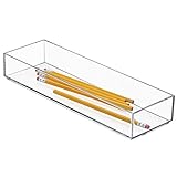 mDesign Stackable Office Desk Drawer Organizer Storage Bin for Gel Pens, Pencils, Staplers, Tape, Erasers - 4