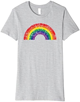 Womens Vintage Rainbow Classic 80's Tee Shirt, Premium t-shirt Large Heather Grey