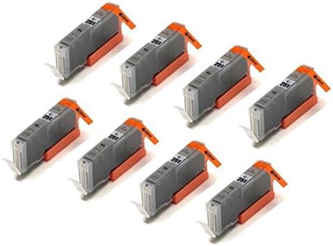 Proosh Compatible 8 Cartridges for CLI-251 XL (CLI-251XL) Non OEM; 8 Grey for use in Compatible Printers: PIXMA MG-5450 MG-5520 MG-6320 MG-6350 MG-6420 MG-7120 MG-7150 iP7250 iP8720 iP8750