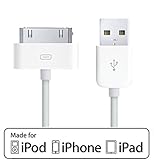 [Apple Certified] ACEPower® 4 Feet (1.2M) 30 pin USB Sync and Charging Cable for iPhone 4 / 4S, iPhone 3G / 3GS, iPad 1 / 2 / 3, iPod nano 5th / 6th generations and iPod Touch 3rd / 4th generations, White (Retail Packaging)