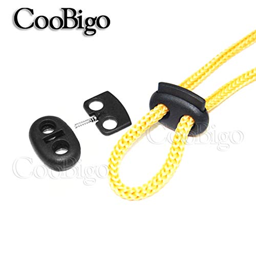image for CooBigo 25pcs Mixed Color Double Holes Oval Bean Cord Lock Stopper Tog
