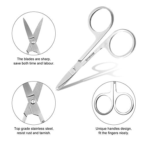 DaveandAthena 6 Pack Eyebrow Scissors Nail Scissors Stainless Steel Cuticle Scissors Beard Mustache Eyebrow Trimmer
