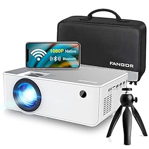 1080P HD Projector, WiFi Projector Bluetooth Projector, FANGOR 230″ Portable Movie Projector with Tripod, Home Theater Video Projector Compatible with HDMI, VGA, USB, Laptop, iOS & Android Smartphone