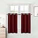 NICETOWN Blackout Kitchen Window Curtains - Pair of Thermal Insulated Eyelet Top Plain Blackout Curtains for Small Window Christmas Decor (42 Width x 36 inches Length 1.2 inches Header, Burgundy)