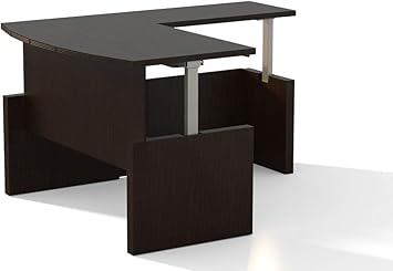 Amazon Com L Shape Height Adjustable Desk In Espresso Finish With No Drawers Office Products