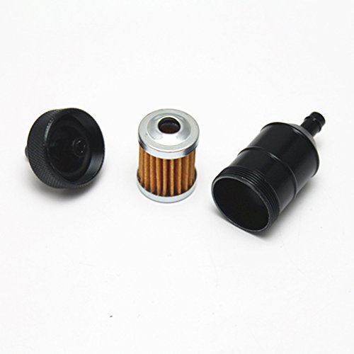 E-Bro Aluminum Fuel Filter Washable Motorcycle Reusable 1/4" 5/16" (Black)