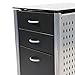 Innovex Archive mobile glass top metal filing cabinet with 3 storage drawers and locking caster wheels, black