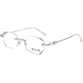 LUFF Rimless Reading Glasses for Women & Men, Lightweight Blue Light Blocking Readers, Anti-Eyestrain Computer Glasses + Case