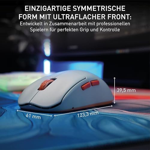 M68 Wireless, Ultraleichte Kabellose Gaming-Maus, 2,4 GHz Funk, Optimiert für esports, Symmetrische Form mit Besonders Niedriger Front, Blau