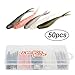 RUNCL Anchor Box - Soft Jerk Baits, Baitfish with Split Tail Flat Nose, Jerk Minnow, Soft Fishing Lures 2-3/4in (Pack of 50)