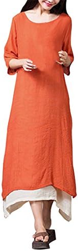 Womens Dresses,YKA Girl Large Size Linen Thin Baggy Dress Club Evening Party Mini Skirt For Ladies (XXXXXL, Orange)