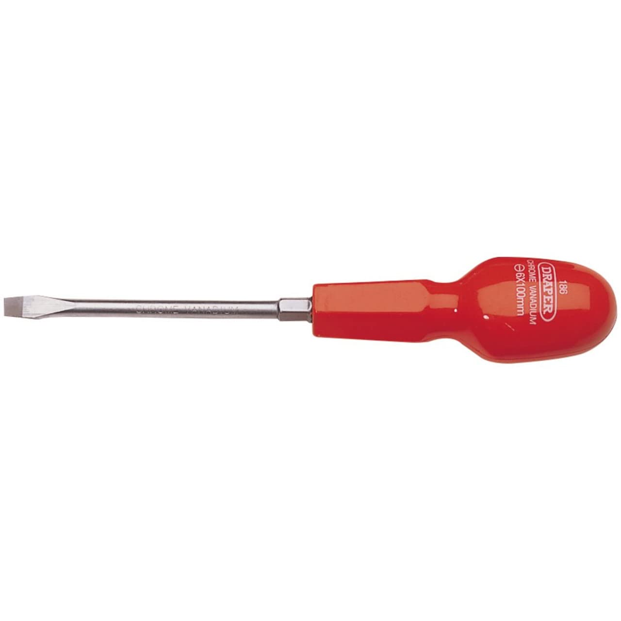 Draper 14080 186 Plain Slot Cabinet Pattern Screwdriver, 6mm x 100mm