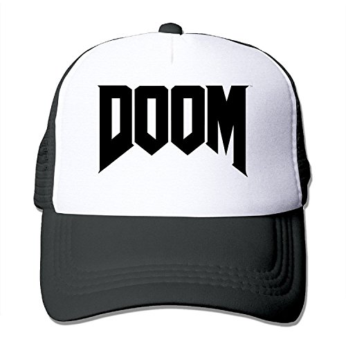 Custom Adjustable Flat Billed Doom Logo Baseball Cap Hats Black