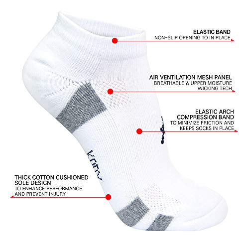 KONY Men's Cushioned Athletic Ankle Socks for Running Working (6 Pairs