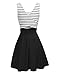 Omeya Womens Sexy Open Back Cocktail Slim Black White Striped Mini Dress (S, Black)