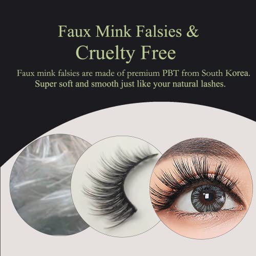 EYERIYO False Natural Faux Mink Eyelashes, 10 Pairs Soft Reusable Light Volume Eyelashes Fluffy Wispy Extensions Lashes Pack