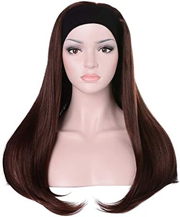 SD OneDor Mix Long 3/4 Women's Wigs Hairpiece Synthetic Straight Hair (size 26,Brown)