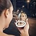 Led Compact Mirror [2019 Newest] Lighted Travel Makeup Mirror Rechargeable Led Purse Mirror Portable with Lights 1X 2X Magnification, Low/Middle/High Brightness Adjustable (Round, Black)