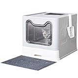 Medario Cat Litter Box, Large Foldable Front Entry