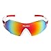 WOLFBIKE UV400 Cycling Glasses Mountain Bike MTB Sunglasses Eyewear - ONE Lens (New red White)