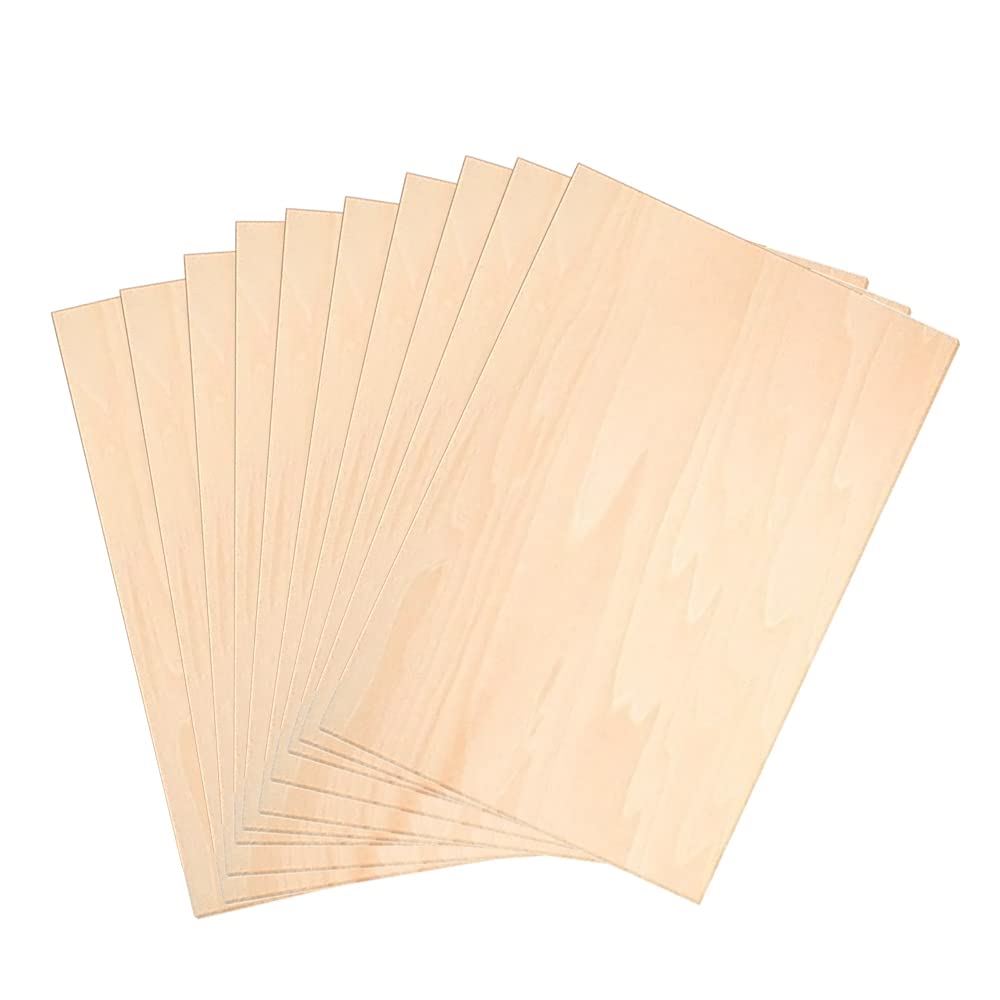 Plywood Sheets,10 pcs A5 Sheets Wood Board Unfinished Rectangle Blank Wooden Craft Wood Thin Hardboard Sheet, for DIY Painting Modelling Fretwork Engraved Home Decor
