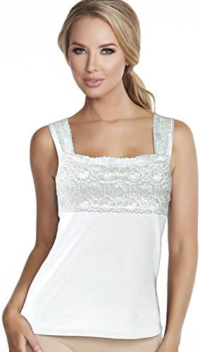 Alessandra B Square Neck Underwire Bra Camisole (38B, White)