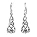 Irish Celtic Heart Claddagh .925 Sterling Silver Dangle Earrings