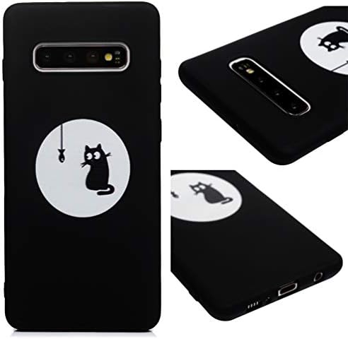 Samsung Galaxy S10 Plus Case, Black TPU Case Air-Cushion Drop Resistant Shockproof Soft TPU Rubber Bumper Shell Shock Absorption Ultral Slim Colorful Painting Protective Cover