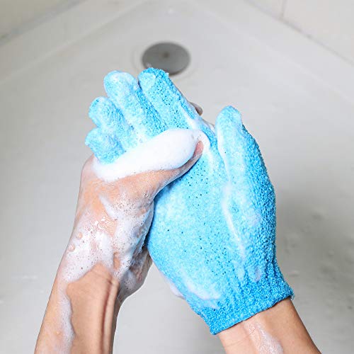 10 Pairs Double Sided Exfoliating Gloves Body Scrubber Scrubbing Glove Bath Mitts Scrubs for Shower, Body Spa Massage Dead Skin Cell Remover, 10 Colors