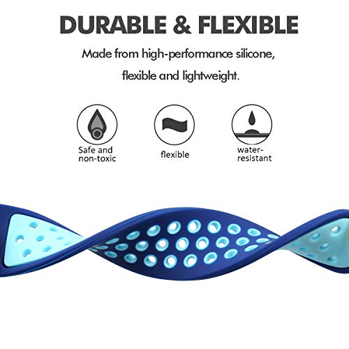 Universal 18mm 20mm 22mm 24mm Width Silicone Watch Band Replacement (20mm, Blue)
