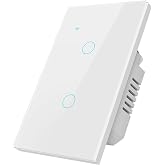 HQL Smart Light Switch 2 Gang, 2.4GHz Wi-Fi Touch Wall Switch Compatible with Alexa and Google Home,Voice Control, Remote Control, Timer &amp; Schedule UL Certified, No Hub Required