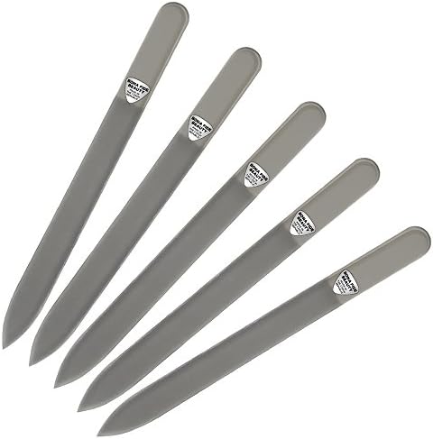 Glass Nail Files, Glass Fingernail Files for Gentle Manicure Nail Care, Expertly Shape Nails & Enjoy a Professional Smooth Finish - 5-Piece Bona Fide Beauty Premium Czech Glass Nail Files