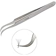 Individual C-Shaped Tip Lashes Tweezer - FEITA Professional Stainless Steel Curved Tweezers Precision for 3D Volume Eyelashes Extensions (1 Pc)